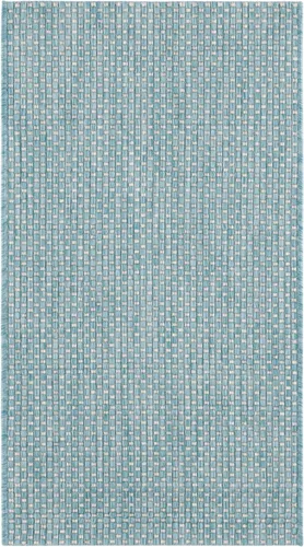 Vista 2 de SAFAVIEH Alfombra Lavable para Exteriores Colección Courtyard - 2'3" x 5', Azul Aqua y Gris, No Desprende Pelusa y Fácil Limpieza, Ideal para Patio