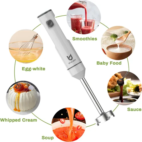 Vista 4 de UTALENT - Batidora de mano inalámbrica con picadora para batidos, alimentos para bebés y sopas Variable speed immersion blender, Brushless Motor