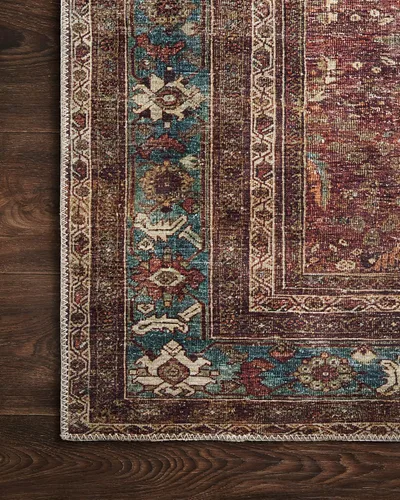 Vista 6 de Loloi - Alfombra tradicional larga de la colección Layla LAY-01 Ladrillo/Azul de 0,8 m x 3,6 m, 0,33 cm de espesor, suave, duradera, de inspiración