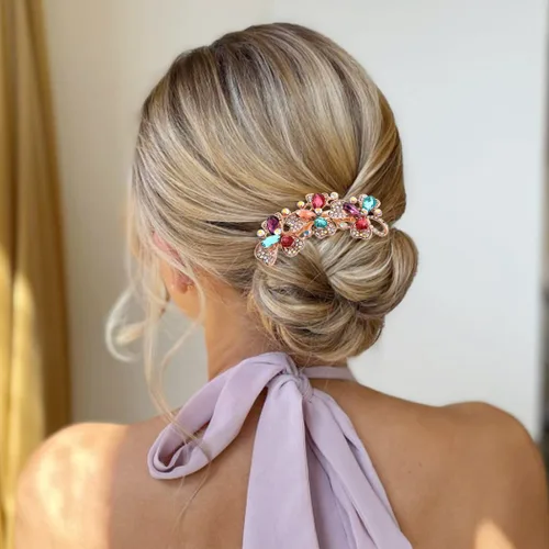 Vista 5 de Bohend Peine para el pelo con diamantes de imitación, accesorios para el cabello de novia para mujeres y niñas (B-multicolor)