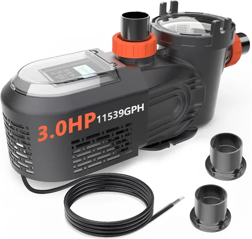Vista 11 de Bomba de piscina de velocidad variable de 1.8 HP para piscinas elevadas e interiores, hasta 9114 GPH, bomba de piscina inversora de 220 V con motor