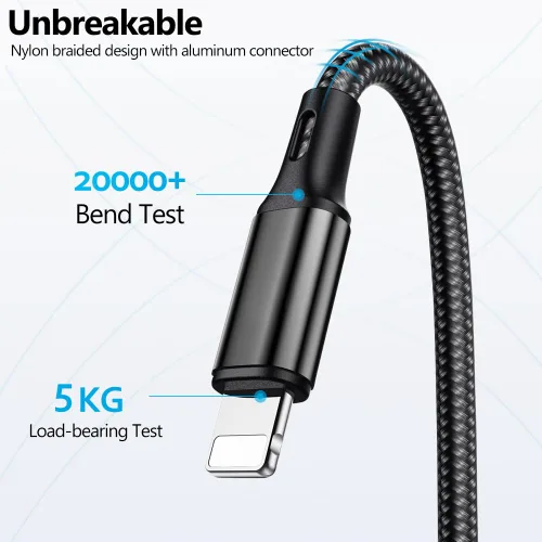 Vista 4 de Puxnoin Cable de carga múltiple 5 en 1, paquete de 2 unidades, cable de 4 pies, cargador múltiple USB C universal con conectores USB C/Micro USB