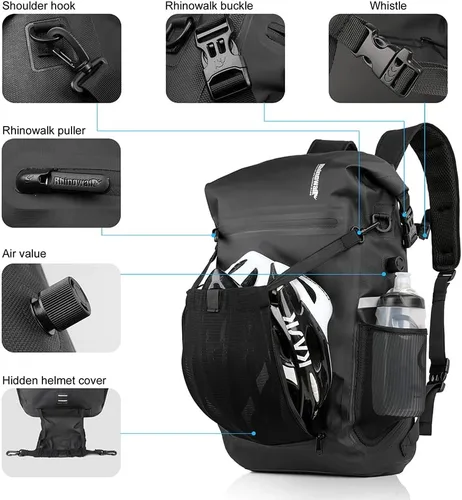 Vista 4 de Rhinowalk Bolsa de Bicicleta Impermeable Bolsa de Alforja Convertible - 2 en 1 Bolsa de Sillín para Bicicleta Bolsa de Hombro Bolsa de Alforja