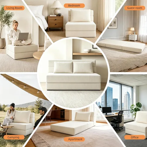 Vista 6 de Sofá Cama Plegable con Colchón, Sofá Cama Plegable con Funda para Silla de Cama con Almohada para Sala de Estar Oficina en Casa