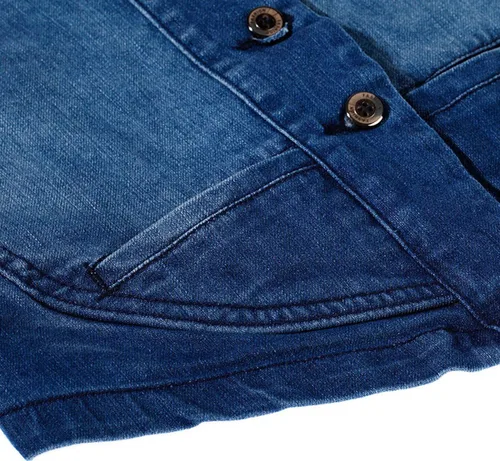 Vista 6 de chouyatou Chaleco de mezclilla rasgado con cuello en V y botones para mujer
