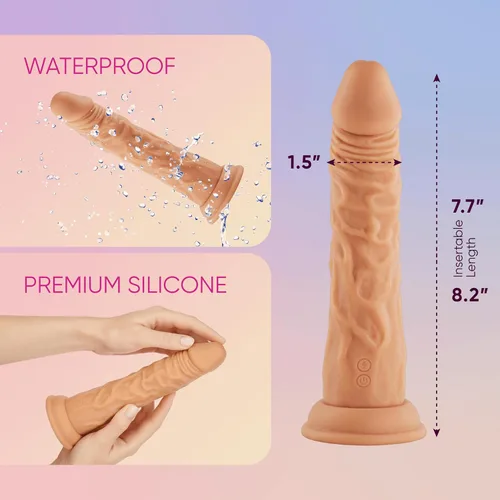 Vista 4 de Femme Funn Turbo Shaft - Consolador realista con base de ventosa, juguete sexual realista giratorio de 360°, impermeable, 8 modos de vibración
