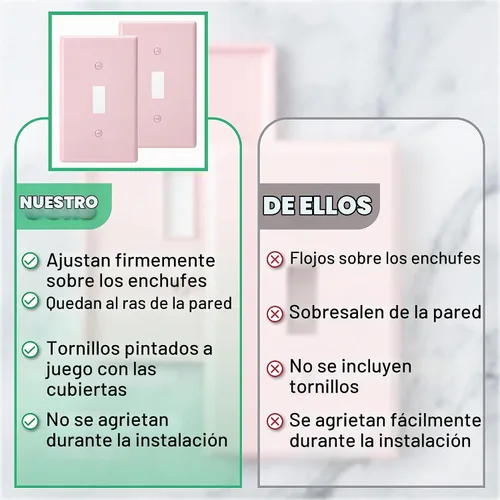 Vista 4 de Bates - Placas de interruptor de luz, paquete de 2, placa de cubierta de interruptor de luz rosa