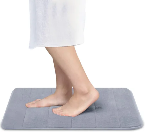 Vista 7 de Betus Tapete de baño de espuma viscoelástica de lujo, absorbente de agua, súper acogedor y antideslizante, lujoso tapete de baño de terciopelo Negro