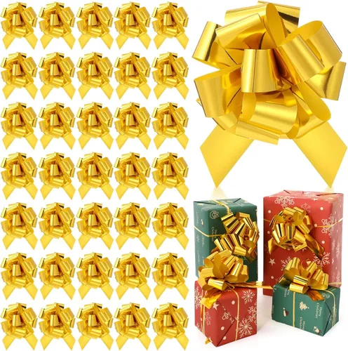 Vista 11 de Poen 30 Lazos de Tirar de Navidad para Envolver Regalos de 5 Pulgadas Lazos de Tirar Grandes de Cinta para Bolsa de Regalo de Vacaciones Caja Cesta