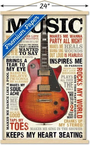 Vista 3 de Trends International Music Inspires Me - Póster de pared, 22.375 x 34 pulgadas, paquete de impresión premium y colgador de madera de haya
