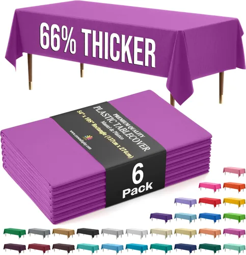 Vista 47 de Exquisite 66% Thicker Premium Plastic Table Cloth Rectangle Table Cover 0.5 Mil 6 Pack Aqua Table Cloth 54 Inch x 108 Inch Disposable Tablecloth