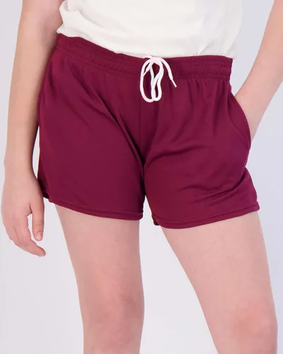 Vista 3 de Real Essentials Paquete de 4 pantalones cortos deportivos de malla para niñas con bolsillos