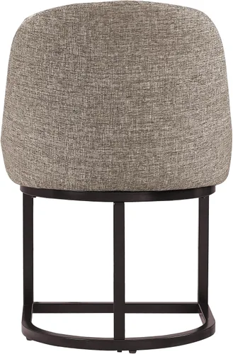 Vista 48 de Leick Home 214536 Barrelback Silla de comedor con base de metal, juego de 2, para comedor, asiento moderno de lino negro y base de metal dorado