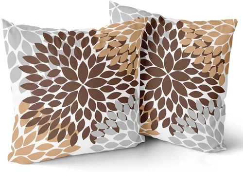 Vista 14 de Juego de 2 fundas de almohada de 18 x 18 pulgadas, diseño de dalias de color azul claro, modernas, rústicas, decorativas, de algodón, con Azul