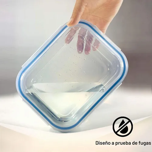 Vista 4 de Juego de recipientes de vidrio para almacenamiento de alimentos, recipientes de gran tamaño con tapas, tapas de bloqueo sin BPA, recipientes