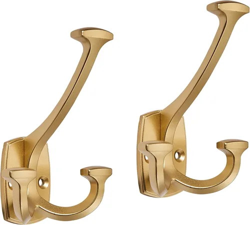 Vista 8 de Ganchos de latón antiguos grandes montados en la pared decorativos de doble cara resistentes para colgar abrigos, toallas, batas, bolsos, ganchos