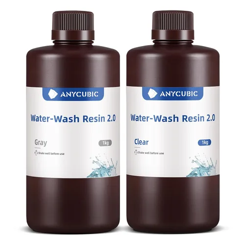 Vista 17 de ANYCUBIC Resina de impresora 3D lavable al agua 2.0, resina 3D de alta precisión de 405 nm, resina de fotopolímero de baja contracción para Gris
