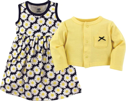 Vista 2 de Hudson Baby - Conjunto de vestido y cárdigan de algodón para bebé