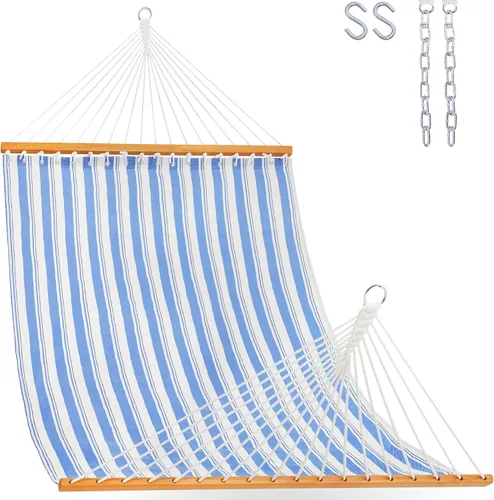 Vista 9 de Lazy Daze Hamacas Hamaca de secado rápido con barra separadora de tela Textliene, hamaca doble para 2 personas con cadenas para exteriores, patio