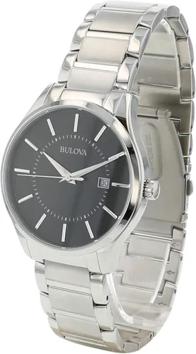 Vista 2 de Bulova Reloj clásico de acero inoxidable, esfera negra texturizada
