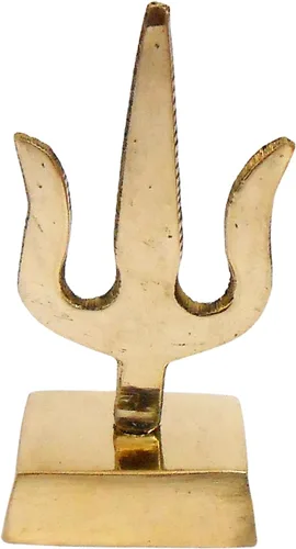 Vista 5 de Mesa hindú espiritual Trident Tridente de latón Shiva Trishul - 2.5 pulgadas