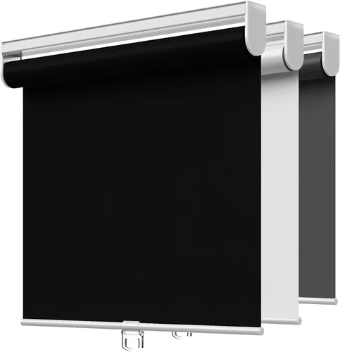 Vista 29 de Persianas enrollables opacas sin cordón para oscurecer la habitación, con sistema de resorte, protección UV, persianas de puerta, para hogar y Negro