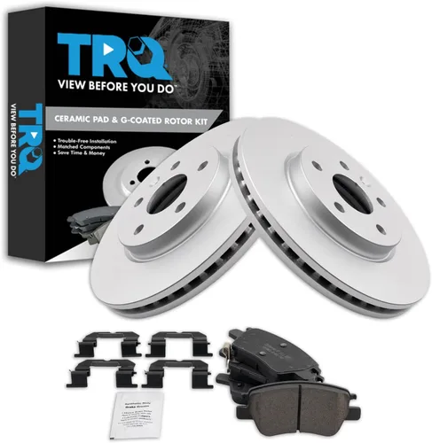 Vista 42 de TRQ Juego de pastillas de freno delantero y rotores con revestimiento de cerámica compatible con Jeep Compass Patriot 2017