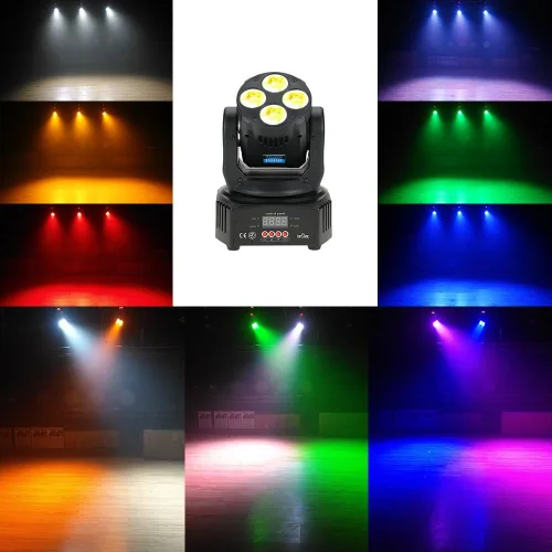 Vista 3 de Tomshine 60W DJ Moving Head Lights 6 IN1 DMX-512 16/18 Canales GOBO Iluminación de escenario Proyector activado por sonido RGBW+Ámbar+UV para fiesta