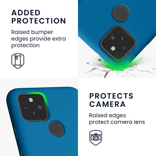 Vista 3 de kwmobile Funda compatible con Google Pixel 5 - Funda de silicona TPU con acabado suave - Blue Reef