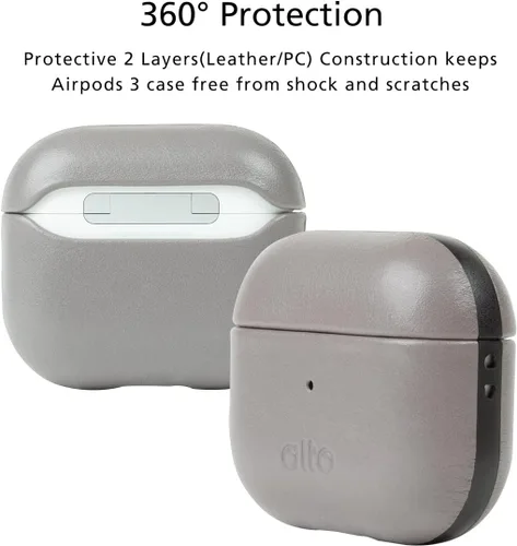Vista 4 de Alto Funda protectora de cuero para Airpods 3, funda de carga, accesorios de cuero de anilina italiana para Apple AirPods 3 hombres y mujeres