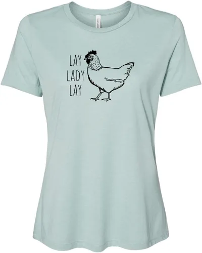 Vista 12 de Cute Women's Screen Printed Crew Neck Tee, Shirts With Sayings, Dusty Blue or Olive