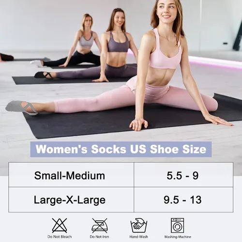Vista 6 de CTHH 6 pares de calcetines de pilates, calcetines de yoga antideslizantes para mujeres, pilates, Pure Barre, hospital, entrenamiento descalzo