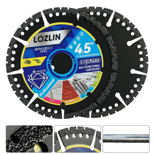 Vista 9 de LOZLIN Paquete de 3 Hojas de Sierra Multiusos de Diamante de 4.5" - Discos de Amoladora Angular de Servicio Pesado para Cortar