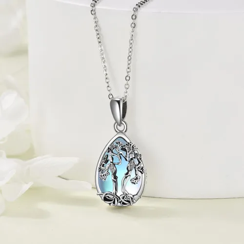 Vista 70 de ONEFINITY Collar de plata de ley 925 con diseño de árbol de la vida con colgante de nudo celta de concha de abulón para mujer