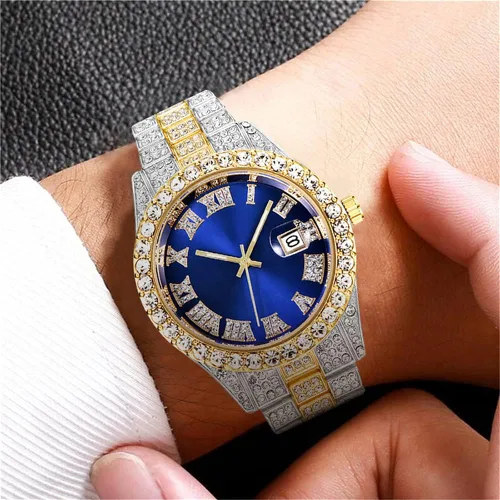 Vista 5 de Reloj de cristal unisex de moda con diamantes para hombre y mujer, reloj de pulsera de diamantes de lujo