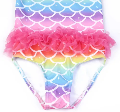 Vista 4 de Jxstar Trajes de baño de una pieza para niñas con falda con volantes