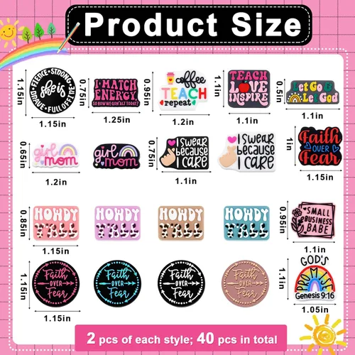 Vista 2 de Zeyune 40 cuentas focales de silicona para bolígrafos, cuentas de silicona coloridas para hacer llaveros, regalo de graduación, collares, pulseras