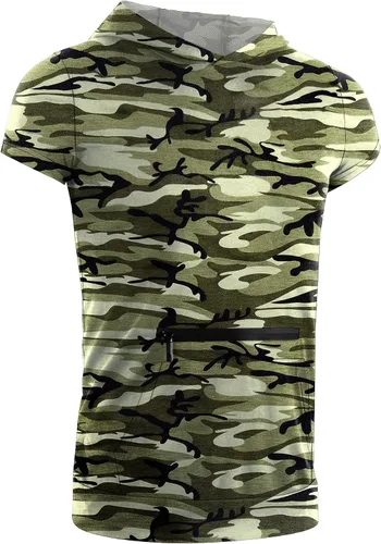 Vista 4 de iWoo Camisetas musculares de moda para hombre con capucha y bolsillo