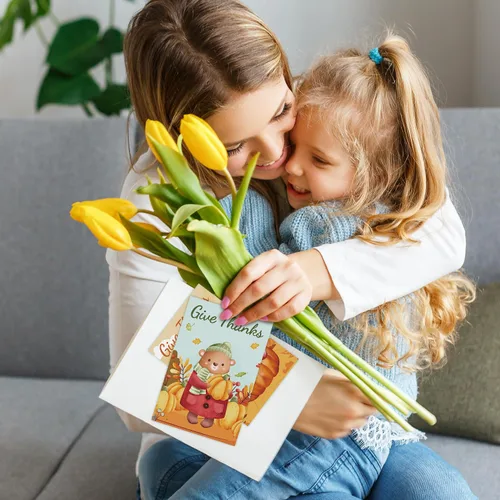 Vista 7 de Quera 27 tarjetas de felicitación de Acción de Gracias, tarjetas de animales de otoño con sobres, tarjetas de cosecha para niños, adultos, amigos