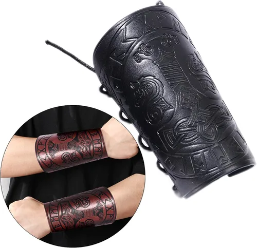 Vista 9 de Colaxi - Protector de muñeca medieval con patrón de terremoto, piel sintética para cosplay