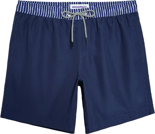 Vista 66 de maamgic Traje de baño para hombre, de secado rápido, con forro de malla, divertido traje de baño de 7 pulgadas Raya azul