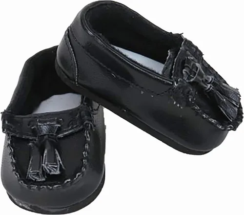 Vista 4 de American Fashion World Mocasines negros para muñecas de 18 pulgadas Calidad premium y diseño moderno Zapatos de muñeca Moda de zapatos
