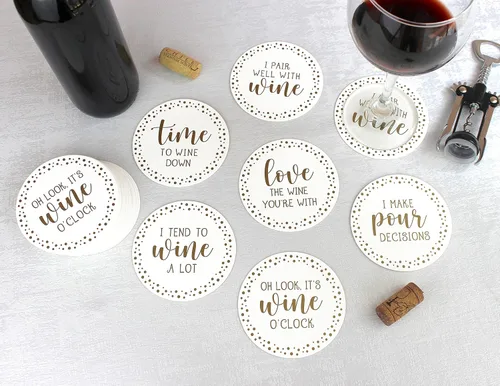 Vista 5 de Lillian Rose Juego de 36 posavasos para vino blanco y dorado