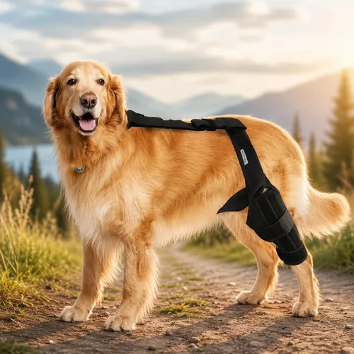 Vista 3 de Rodillera de perro para soporte de pierna trasera, soporte ajustable para perro ACL, soporte de pierna trasera para perros, envoltura de soporte