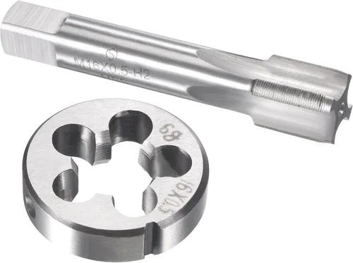 Vista 11 de uxcell M13 x 0.039 in Juego de llaves métricas y troqueles, rosca de máquina con troquel de roscado redondo, kit de grifo y troquelado