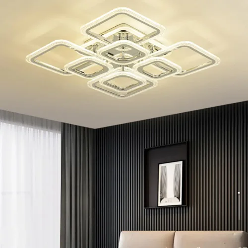 Vista 9 de Lámpara LED de techo regulable, 5 luces de techo de 23 pulgadas, montaje empotrado, lámpara de 80 W para sala de estar, dormitorio, cocina