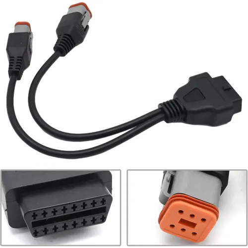 Vista 2 de 4pin 6pin motocicleta OBD2 diagnóstico adaptador cable 4pin 6pin 2 en 1 apto para Harley Davidson Harley Motor Cable J1850 Protocol Diagnostic