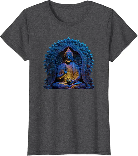 Vista 4 de Estatua de Buda Yoga Budismo Zen Buddhism Meditation T-Shirt Negro