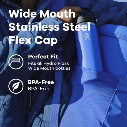 Vista 3 de Tapas de Hidro Flask – Tapa de repuesto con tapón flexible para botellas de agua de boca ancha, de acero inoxidable