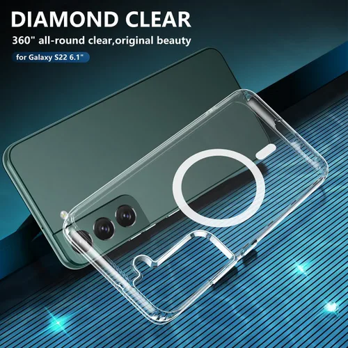 Vista 4 de TIANNIUKE Funda magnética para Samsung Galaxy S22, transparente y resistente al amarillo, compatible con MagSafe, ajuste delgado, a prueba